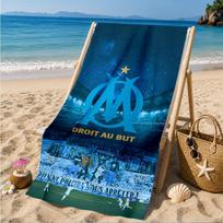 Olympique Football Crest Printed Microfiber Beach Towel, Soft And Absorbent, Quick-Dry, Ideal for Summer Travel, Beach Essential, Swimming Pool 70cmx140cm(27x55inch)