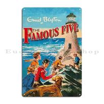 The Famous Five by Enid Blyton Five on a Treasure Island Lighthouse Goonies Never Say Die Metal Cave Wall Decor Tin Sign Poster 20x30cm（7.8x11.8inch） beige