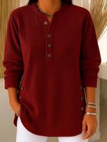 2025 cross-border Europe, America, autumn and winter new corduroy solid color loose casual V-neck button long-sleeved women's top T-shirt S bordinė