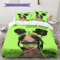 Custom Name Billie Eilish Bedding,Quilt Set Quilt Cover Pillowcase Home Birthday Gift(1 * duvet cover + 2 * pillowcase, without core) -HE32 135x200cm green
