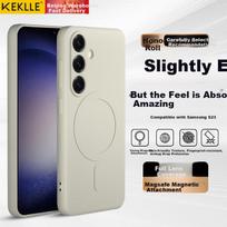 KEKLLE Odai draugiškas magnetinis Samsung S23 dėklas Minkštas pilną apsaugą suteikiantis skysto silikono apsauginis dėklas Dramblio kaulo baltumo