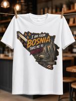 I Am From Bosnia Take Me To America Country With Chicago Skyline Fleur De Lis And Distressed Travel Unisex All Tshirt S black