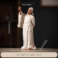 Ancient historical figure Tea Saint Boya playing the piano, sculpture like study tabletop ceramic Zen ornament craft