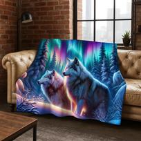 Mysterious Wolf Totem Animal Flannel Blanket Soft Warm Blanket for Bedroom Room Living Room Office Travel Camping Picnic Gift 75x100cm (30x40inch) gray
