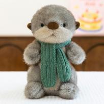Cute scarf otter plush toy zoo souvenir children's soothing doll throw pillow cross-border gift 26cm【0.22kg】 pilka spalva