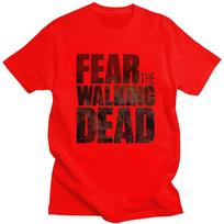 Custom Fear The Walking Dead T Shirt for Men Pure Cotton Tshirt Tees Short Sleeves Tshirt Loose Fit Clothing Gift S brown