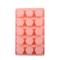 Silikoninis indas ledui be dangčio, ledo dėžutė, „pasidaryk pats“ papildomo maisto indas, forma, kepimo formelės, formelės šokoladui Hexagon rožinė