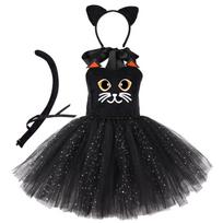 Katės Kostiumų Rinkinys Katės Ausys Lankeliai Sijonai Suknelė Gyvūno Cosplay Kostiumai Helovino Kalėdinės Šventės S black