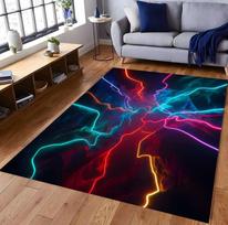 Neon Look Rug, Blue Fire Rug, Laser Light Rug, Lightning Light Rug, Game Room Decor, Gamer Rug, Boys Room Rug,Gift for Him 40cm x 60cm