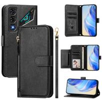 For ZTE nubia Neo 5 5G Multi-Card Slots Zipper Wallet Leather Phone Case juoda