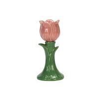 Nordic Style Tulip Candle Holder Handmade Geometric Art Flower-shaped Candlestick Decorative Creative Ceramic Tulip Candle Stand rožinė