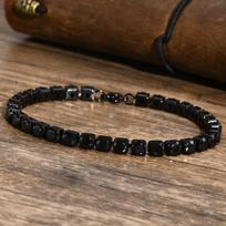 Vnox 5mm teniso grandinėlės apyrankės vyrams moterims, juoda nerūdijančio plieno grandinėlės apyrankė, klasikinė paprasta unisex apyrankė 19cm black