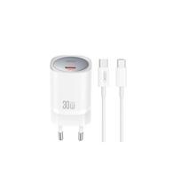XO sieninis įkroviklis CE20 PD 30W 1x USB-C, baltas + USB-C - USB-C laidas