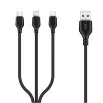 XO laidas NB103 3in1 USB - Lightning + USB-C + microUSB 1,0 m 2,1A, juodas