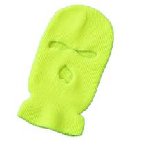 Bonnet Hat 3 Holes Balaclava Scarf Knitted Hats Full Face Cover Beanies Hat Women Winter Cap fluorescencinė žalia spalva