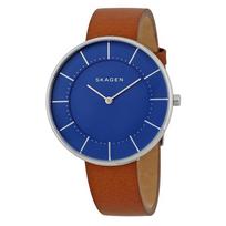 SKAGEN Gitte Mėlynas Ciferblatas Moteriškas Odinis Laikrodis Moteriškas Kvarcinis Laikrodis Nerūdijančio Plieno 30m 39mm valanda SKW2612 mėlyna