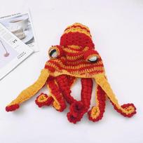Cross-Border Adult Party Prank Crochet Octopus Hat Adult 56-60cm red