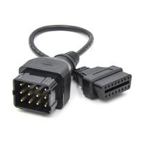Heavy Duty 12Pin to 16Pin Diagnostic Connector Cable Conversion Cord Fit for GAZ Trucks Maintenance, Easy Plugs and Play 1 gray