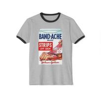 Wacky Packages Band-Ache Strips Printed Ringer T shirt Funny Band-Aid Parody M white