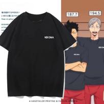 Anime T-shirt Volleyball Nekoma High School Printed Pattern Short Sleeve T-shirt Cotton Printed Top S juoda