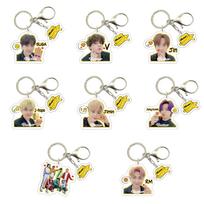 8pcs BTS Butter Album Keychain, K-pop Butter Series Member Keyring with Cute Butter Charm, Bag Pendant for ARMY Fans 8pcs beige