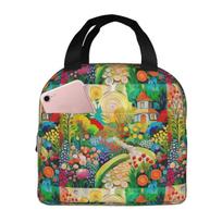Gustav Klimt Flower Garden With Cottage Insulated Lunch Bag for Women Office Cooler Thermal Food Box Tote Lunch Boxes Container One Size beige