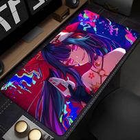 Gaming Mouse Pad Large Desk Mat Antislip Stitched Edges Red Black Fox Mask Anime Print Keyboard Pad for Gamer Home Office (as the picture,300x800x2mm) blue