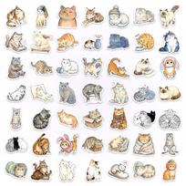 50Pcs Cute Cat Animal Stickers For Scrapbook Laptop Notebook Waterproof Decals