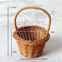 Rattan Handheld Woven Basket Hamper Basket Picnic Basket Flower Storage Basket Multi-functional Rustic Flower Basket brown