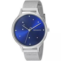 SKAGEN Anita Plieninio Tinklelio Kvarcinis Moteriškas Laikrodis Moteriškas Kvarcinis Laikrodis Nerūdijančio Plieno Nailono Mineralinis 30m 34mm SKW2391 sidabras