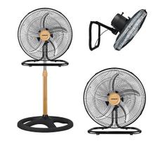 JOHNSON - Pastatomas ventiliatorius 3 viename WOOD 80 W/230 V, skersmuo 50 cm, juoda/smėlinė