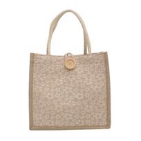Burlap Jute Tote Bag with Handle Casual Burlap Jute Handbag Lightweight Shopping Bag Reusable Grocery Beach Bag chaki