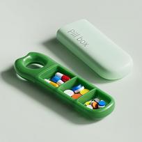 1pc Medication Organizer Box with Push-Lock Lid - Compact Pill Case, Portable Medicine Storage for Travel, Home žalia