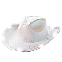 LEDS Cowboy Hats Fashionable Jeans Hat Adjustable Brightness Hat Flashing Model Hat for Camping and Running mėlyna
