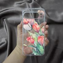 Summer Pink Tulip Flower Silicone Case for Google Pixel 8 7 6 Pro 6A 7A 8A 9 Pro XL 5G Minimalist Plants Tulip Transparent Cover Pixel 6Pro gray
