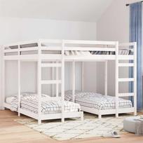Triple Deck Bunk Bed Frame White 200 x 200 cm