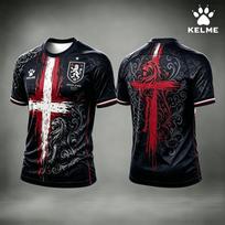 KELME England Summer Men's Football Jersey Vintage Lion Cross 3D Print Breathable T-shirt Casual Fashion Sports T-Shirt Fan Gift 4XL