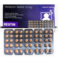 RESTIN SLEEPING MELATONIN TABLETS 10 MG FOR MEN AND WOMEN | Deep Sleep Oral Dissolving Mini Mints Effervescent Supporting Restful Sleep | (10 x 5 T