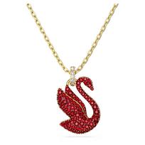 Swarovski gulės pakabukas raudonas kristalas paauksuotas vidutinio ilgio vėrinys 5647871 raudona