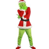 Kalėdiniai žali kostiumai-Suaugusiųjų pūkuotas kalėdinis cosplay kostiumas Santa aprangos rinkiniai L žalia