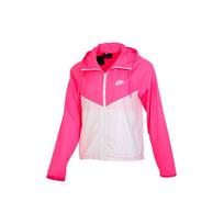 Nike Sportinė spalvota blokinė striukė su užtrauktuku su gobtuvu, vandeniui atspari striukė Amerikietiškas senovinis megztinis Moteriška striukė balta rožinė BV3940-639 S white
