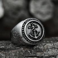 Hip Hop Trend Retro Simple Trend Punk Rock Viking Alloy Anchor Ring for Men Street Accessories 7