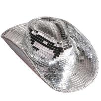Sparkly Mirrored Cowboy Hat Reflective Disco Ball for Bachelorette Party Jazz Hat All-match for Club Stage Bar sidabras