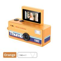 Retro Mini Thumb Digital Camera with Flip Screen for Selfie, HD Photo and Video, Portable for Students None Card oranžinė