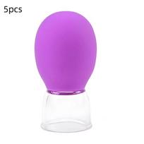 5Pcs Silicone Cupping Massage Cup For Body Face Neck Eye Massager Vacuum Tank Body Facial Care, Anti-Aging Beauty Tool violetinė