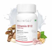 Sainebio Vitamin B12 1500mcg Methylcobalamin with L-Methylfolate, B6 & D3 | Energy, Nerve & Brain Support | Mouth Dissolving Tablets | Vegan & F