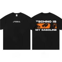 Maddix Y2Y Retro Electronic Music Tshirt TECHNO IS MY GASOLINE Retro 90s80s Style Unisex Tshirt 4XL gray