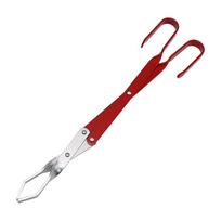 Aluminum Alloy Fireplace Tongs Heavy Duty Fire Pit Tongs Durable Firewood Tong  Barbecue Grilling Coal Grabber red