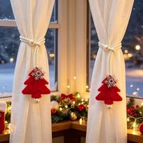 2pcs Christmas Tree Snowflake Decor Curtain Tie-Backs, Easy And Convenient Storage, Suitable for Sheer Drapes And Festive Atmosphere Decoration 2pcs brown