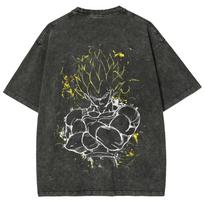 Anime Dragon Ball Vegeta Harajuku Washed Retro T-Shirt Cotton Men Street Clothing Oversized Women Short Sleeves Unisex top S gray